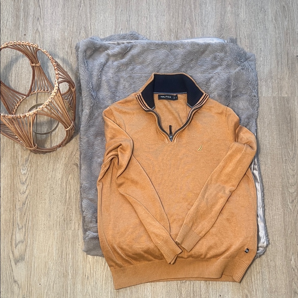 Nautica Men's Tan Zip-Up Sweater